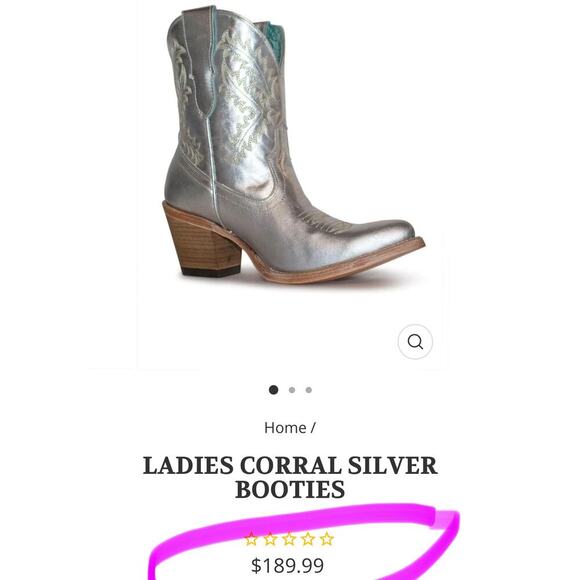 CORRAL WOMEN'S SILVER/TEAL EMBROIDERED ROUND TOE WESTERN COWBOY BOOTS/BOOTIES!! - Picture 5 of 16